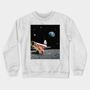 Travel to the Moon collage art Crewneck Sweatshirt